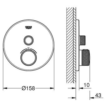 Grohe Grohtherm Krom Kaplama Tekli Çevirmeli Dereceli Ankastre Kare Banyo Bataryası Bakır