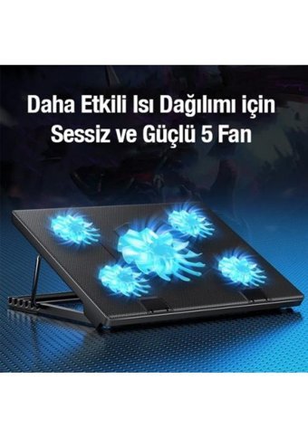 Coofbe 2000 Rpm Sessiz 5 Fanlı Metal 17 İnç Laptop Soğutucu