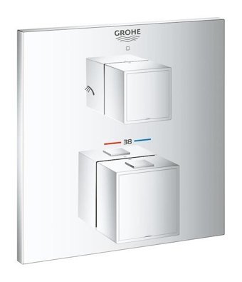 Grohe Grohtherm Krom Kaplama Tekli Aç Kapa Dereceli Yarı Ankastre Kare Banyo Bataryası Krom