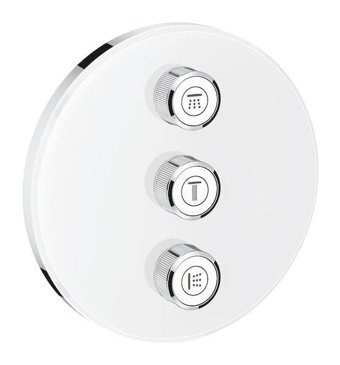 Grohe 29152LS0 Krom Kaplama Tekli Çevirmeli Dereceli Ankastre Kare Banyo Bataryası Beyaz