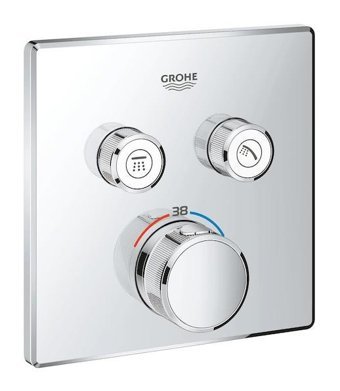 Grohe 29124000 Krom Kaplama Tekli Çevirmeli Dereceli Ankastre Kare Banyo Bataryası Krom