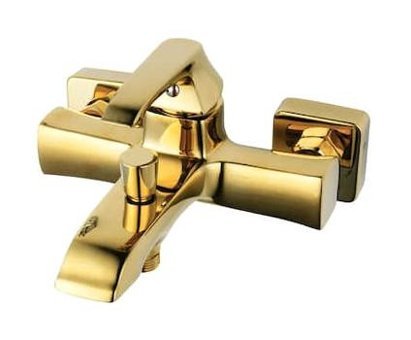 Creavit Avangart Pirinç Çiftli Aç Kapa Ankastre Kare Banyo Bataryası Altın