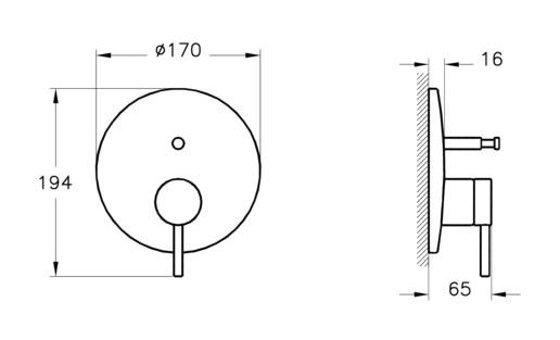 Vitra A42620 Pirinç Çiftli Aç Kapa Ankastre Kare Banyo Bataryası Krom