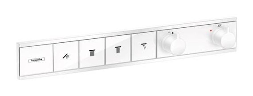 Hansgrohe Rainselect Pirinç Tekli Çevirmeli Dereceli Ankastre Kare Banyo Bataryası Beyaz