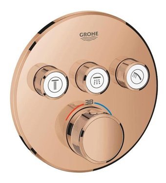 Grohe 29121DA0 Krom Kaplama Tekli Çevirmeli Dereceli Ankastre Kare Banyo Bataryası Bakır