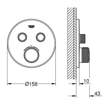 Grohe 29119000 Krom Kaplama Tekli Çevirmeli Dereceli Ankastre Kare Banyo Bataryası Krom