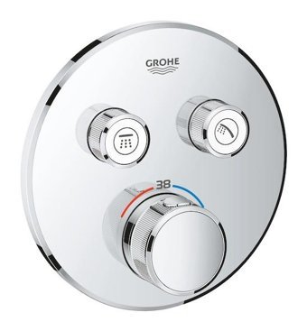 Grohe 29119000 Krom Kaplama Tekli Çevirmeli Dereceli Ankastre Kare Banyo Bataryası Krom