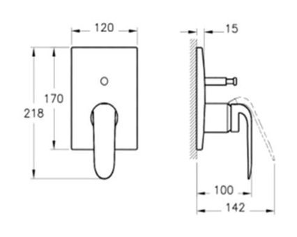 Vitra A42279 Pirinç Çiftli Aç Kapa Ankastre Kare Banyo Bataryası Krom