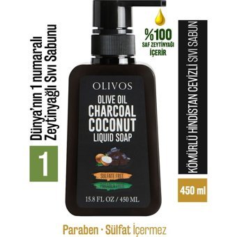 Olivos Charcoal Zeytinyağı/Kömür Nemlendiricili 450 ml Sıvı Sabun