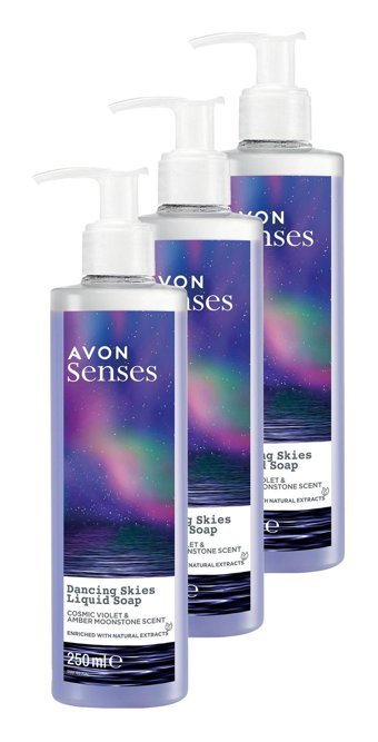 Avon Senses Dancing Skies Menekşe-Ahududu Nemlendiricili 3'lü 250 ml Sıvı Sabun