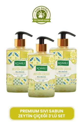 Komili Zeytin Çiçeği Nemlendiricili Organik 3'lü 400 ml Sıvı Sabun