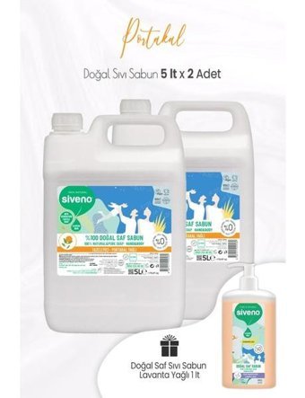 Siveno Pure&Natural Portakal Nemlendiricili Organik 2'li 5 lt Sıvı Sabun