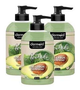 Dermokil Natural Skin Avokado Nemlendiricili Organik 3'lü 500 ml Sıvı Sabun