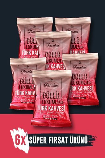 Paşadan Güllü Lokumlu Orta Kavrulmuş Türk Kahvesi 6x100 gr