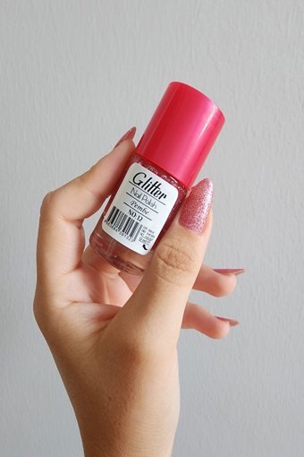 Mov Glitter No:12 Pembe Simli Oje