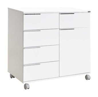 Adore Mobilya Diamond 6 Kapaklı 5 Çekmeceli 5 Raflı Çok Amaçlı Dolap Beyaz 85x81 cm