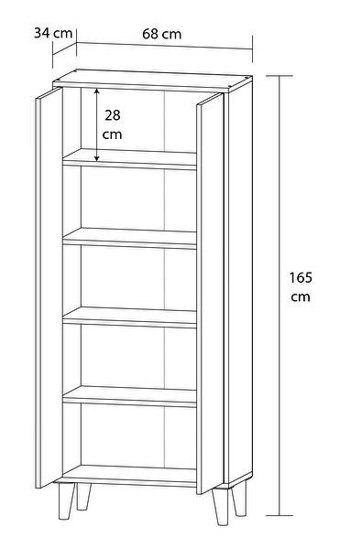 Mobilique İzmir 2 Kapaklı 5 Raflı Çok Amaçlı Dolap Beyaz 165x68 cm