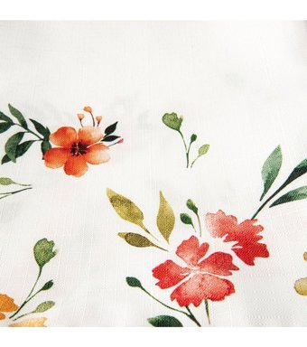 Evidea Soft Botanik Polyester 150x150 cm Kare Masa Örtüsü Beyaz