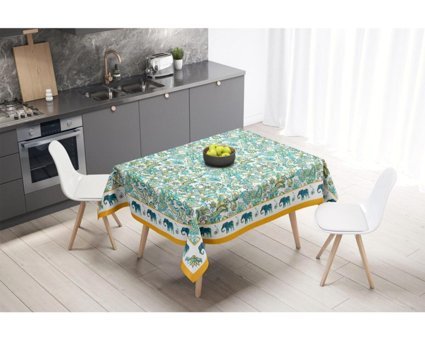 Adawall Elephant Keten 160x220 cm Dikdörtgen Masa Örtüsü Çok Renkli