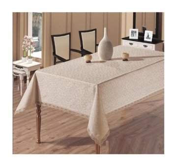 Estelica Dertsiz Polyester 160x220 cm Dikdörtgen Masa Örtüsü Krem