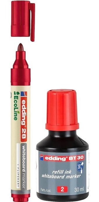 Edding 28 Ecoline Doldurulabilir Silinebilir Kırmızı Tahta Kalemi