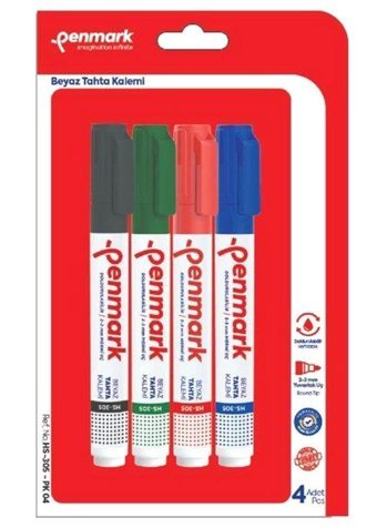 Penmark 4 Adet Doldurulabilir Silinebilir Çok Renkli Tahta Kalemi