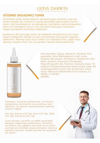 Lions Darwin Yağlı Ciltler İçin Gözenek Sıkılaştırıcı Likit Tonik 250 ml