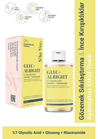 She Vec Glyc Alright Tüm Ciltler İçin AHA/BHA Salisik Asitli Gözenek Sıkılaştırıcı Likit Tonik 200 ml