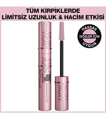 Maybelline New York Master Ink Mat Siyah Kalıcı İnce Uçlu Fırça Likit Eyeliner + Maybelline New York Lash Sensational Sky High Maskara
