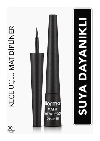 Flormar 001 Suya Dayanıklı Mat Siyah Kalıcı İnce Uçlu Keçe Likit Eyeliner