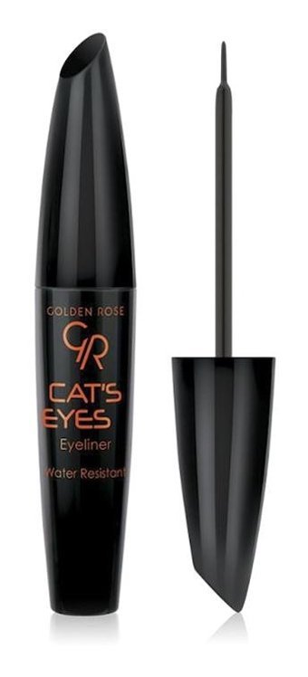 Golden Rose Cat's Eyes Suya Dayanıklı Mat Siyah Kalıcı İnce Uçlu Fırça Likit Eyeliner