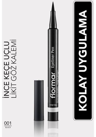 Flormar 001 Mat Siyah Kalıcı İnce Uçlu Keçe Kalem-Likit Eyeliner