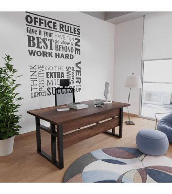 Robin Home Vivaldi 73x90x180 cm Metal-Suntalam Gövdeli Ceviz-Siyah Çalışma Masası