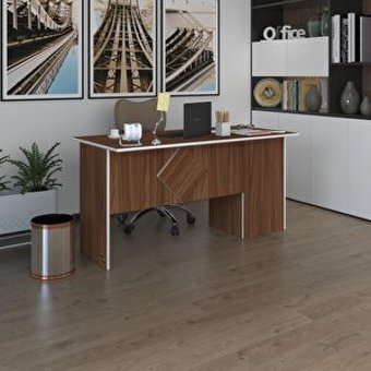 Kenzlife Dolaplı 75x60x110 cm Suntalam Gövdeli Koyu Ceviz Çalışma Masası