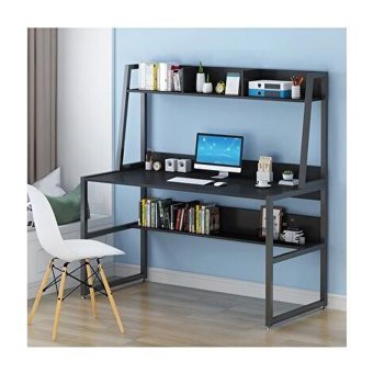 Hitit Dekorasyon Luna Kitaplıklı 140x60x120 cm Metal Gövdeli Siyah Çalışma Masası