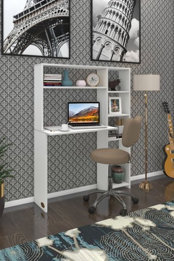 Kenzlife Dolaplı 140x20x100 cm Suntalam Gövdeli Beyaz Çalışma Masası