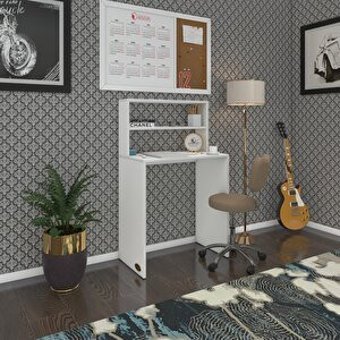 Kenzlife Kitaplıklı Dolaplı 115x40x70 cm Suntalam Gövdeli Beyaz Çalışma Masası