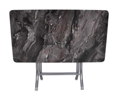 Aldagelsin Desenli Katlanır 72x60x110 cm Yonga Levha Gövdeli Metal Ayaklı Siyah Çalışma Masası