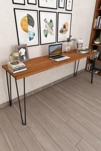 Woodesk CPT4619 75x50x180 cm Masif Gövdeli Metal Ayaklı Ceviz Çalışma Masası