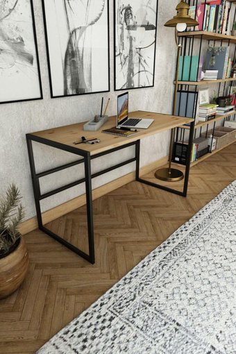 Woodesk Cpt4614 75x60x120 cm Masif Gövdeli Metal Ayaklı Ceviz Çalışma Masası