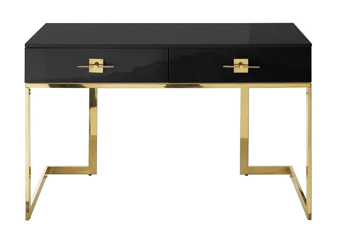 Hitit Dekorasyon Rihanna Çekmeceli 76x60x120 cm Metal-MDF Gövdeli Gold-Siyah Çalışma Masası