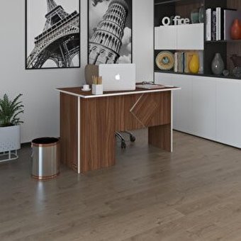 Kenzlife Dolaplı 75x60x130 cm Suntalam Gövdeli Koyu Ceviz Çalışma Masası