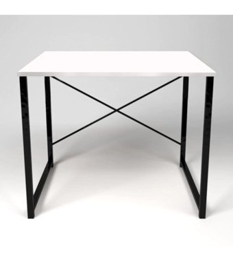 Umay 73x60x90 cm Ahşap-Metal Gövdeli Beyaz-Siyah Çalışma Masası