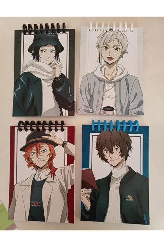 Kleeyiseviyorum Bungou Stray Dogs A6 Renkli Spiralli Küçük Boy Çok Renkli 4'lü Set Not Defteri
