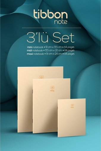 Tibbon A5 Çizgisiz Düz Büyük Boy Sarı 3'lü Set Not Defteri