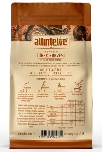 Altıntelve Dibek Sade Orta Kavrulmuş Türk Kahvesi 12x100 gr