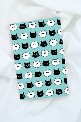 Anime Marketi Kedi Temalı A5 Çizgisiz Orta Boy Kahverengi Not Defteri