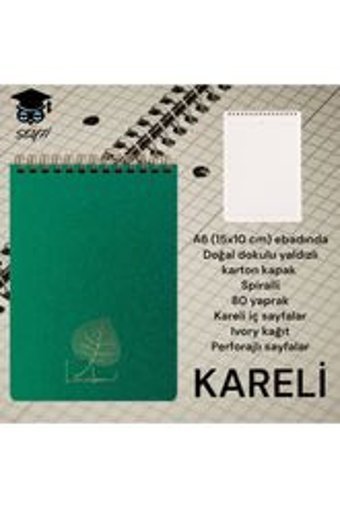 Seyfikirtasiye A6 Kareli Küçük Boy Yeşil Not Defteri