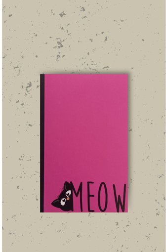 Otantik Kitap Kedi Temalı A6 Çizgili Küçük Boy Mor Not Defteri
