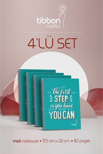 Motto B5 Çizgisiz Spiralli Orta Boy Gümüş 4'lü Set Not Defteri